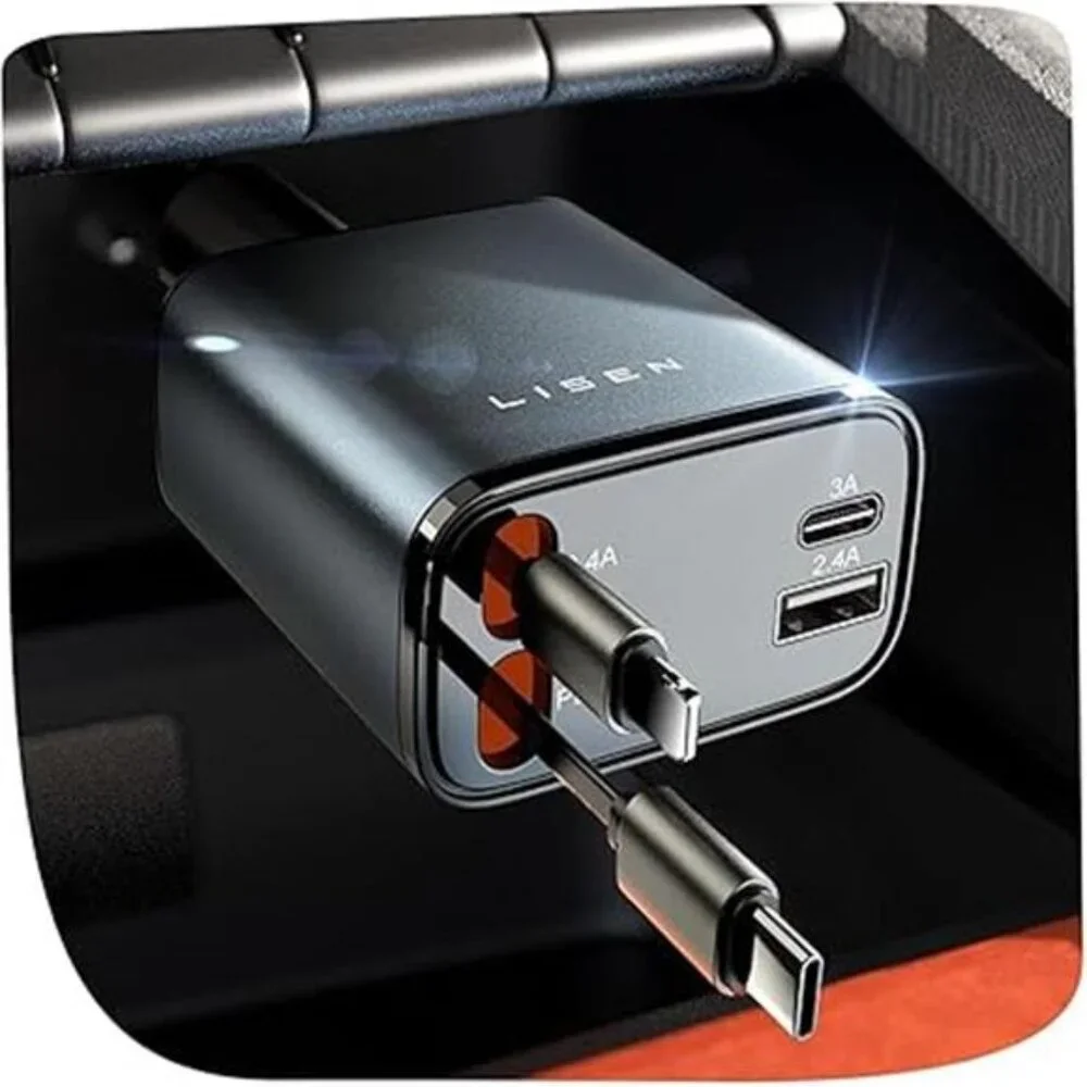 Retractable Car Charger, 69W Cars Adapter USB C Fast Charger, Car Accessories